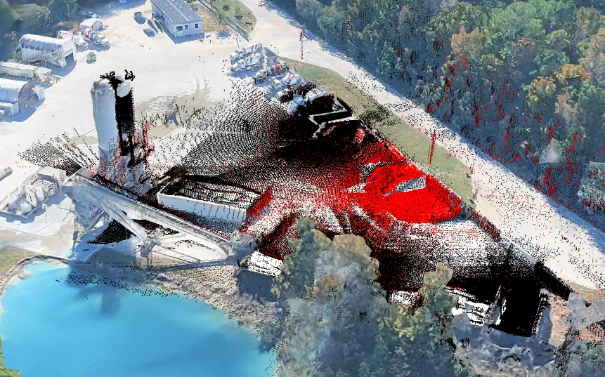 Point cloud registration image. Red points overlapping black points.