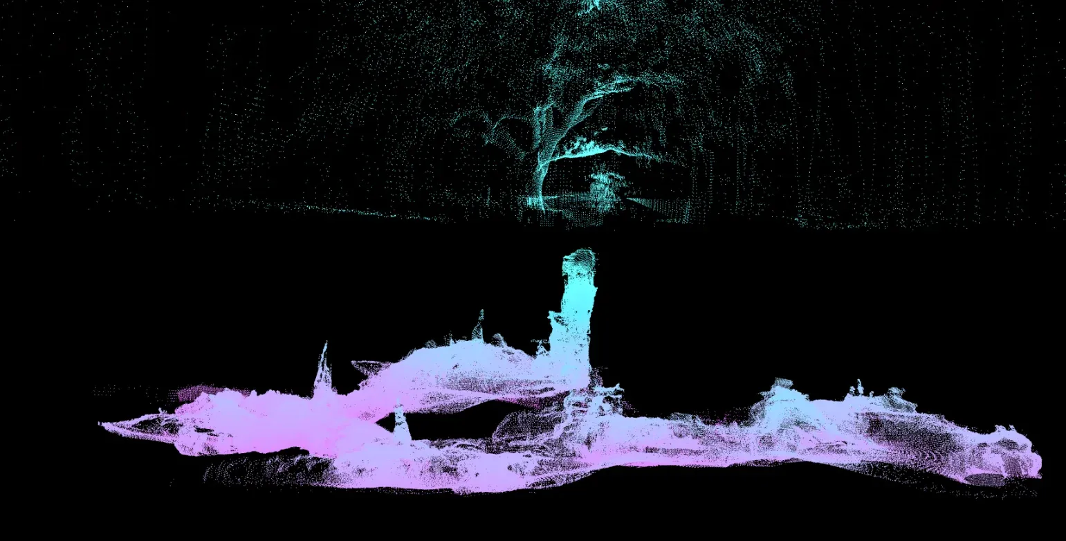3D LiDAR point cloud render of the Bat Cave