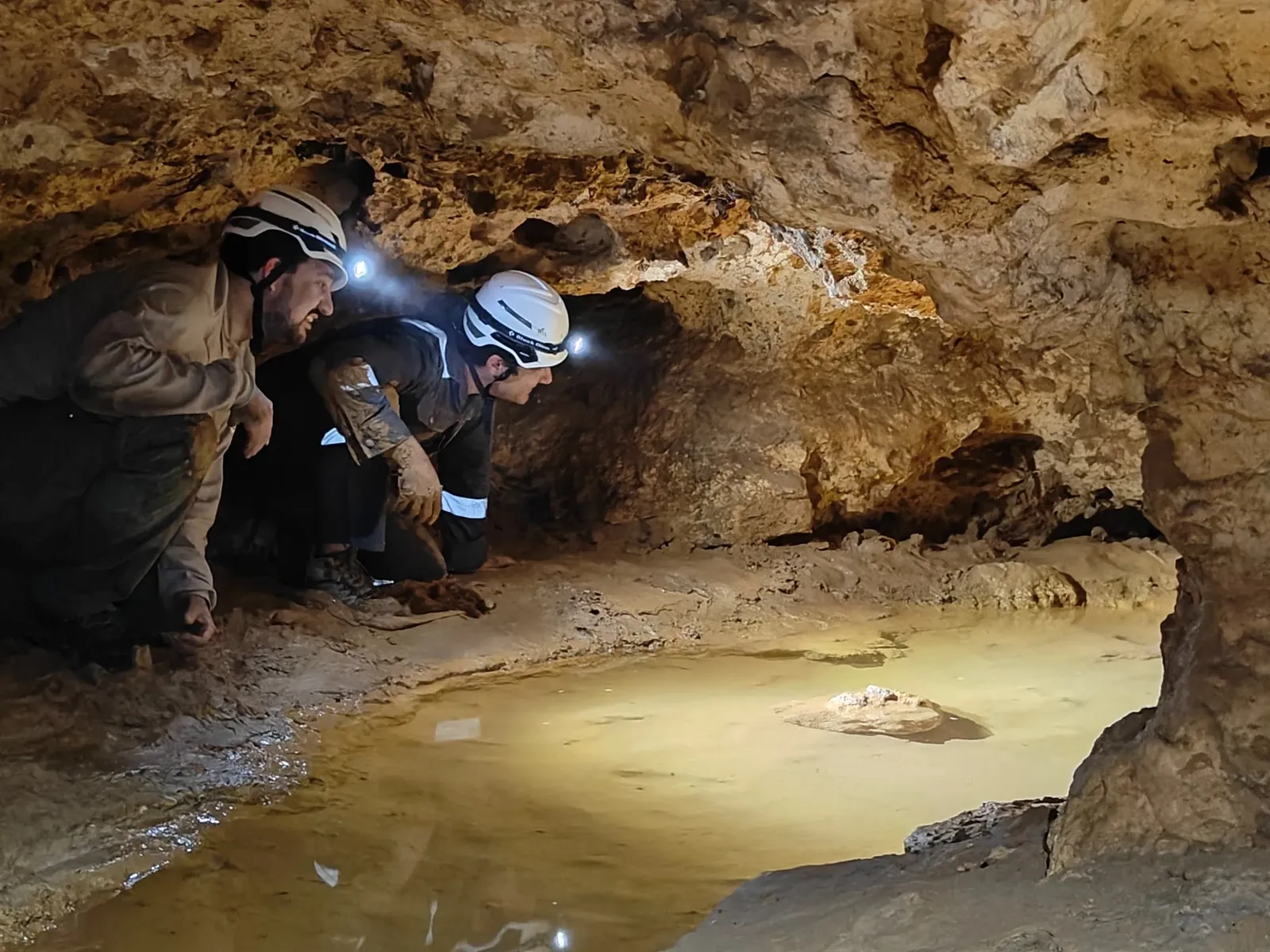 Team looking into the Bat Cave entrance before LiDAR scanning