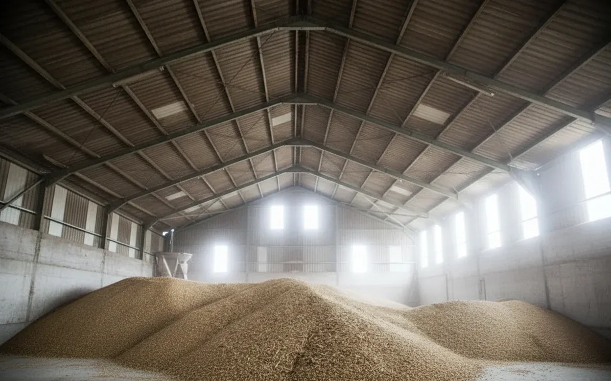 Covered feed commodity storage bays at a dairy