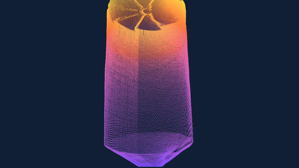 Hyperion surface mesh of the material in a silo, showing the cone and walls