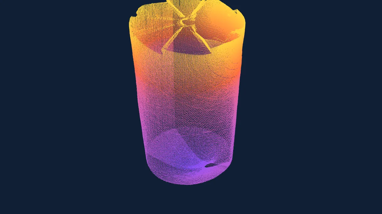 EOS2 LiDAR point cloud of a silo interior