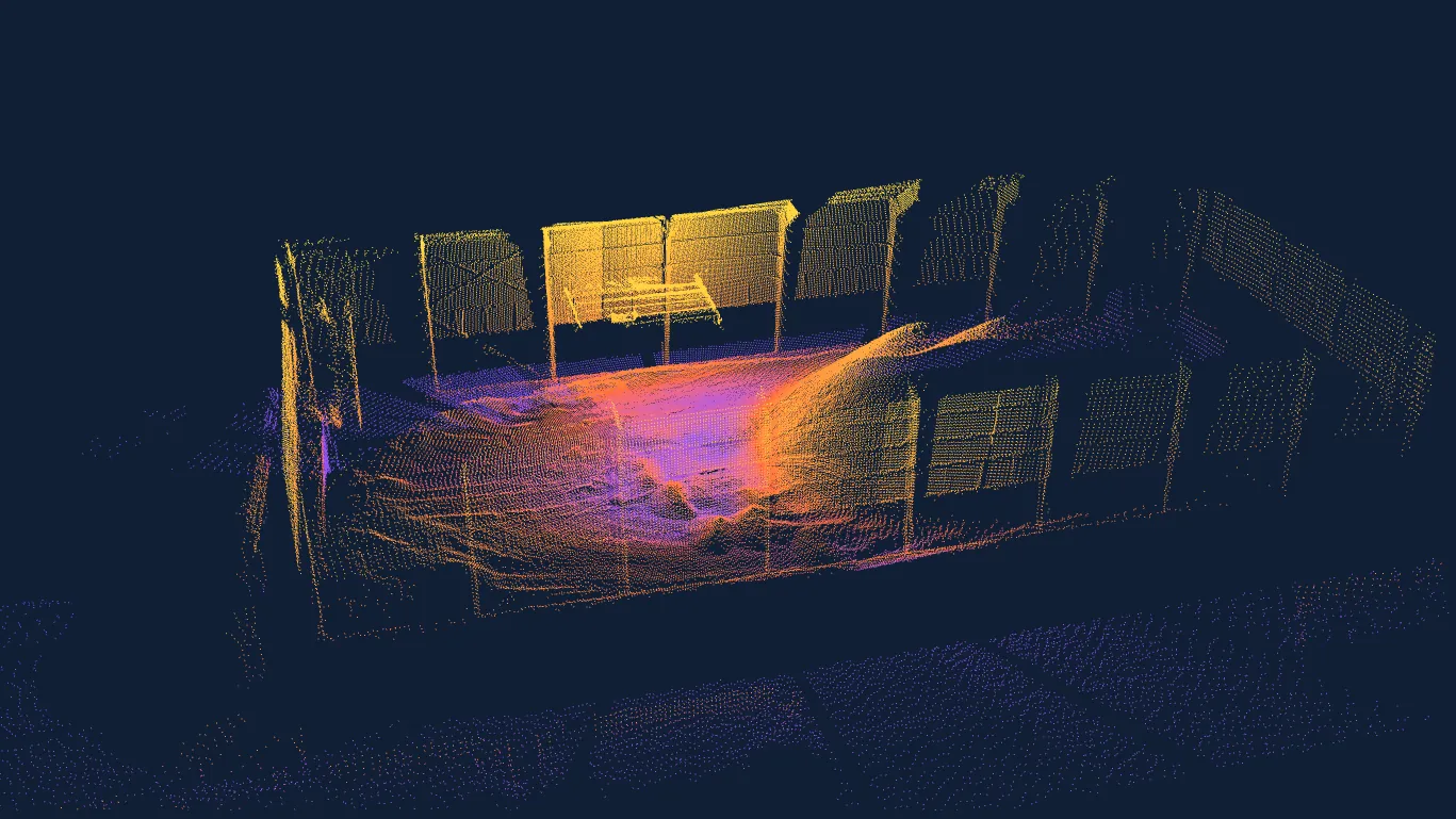 EOS2 LiDAR point cloud of a bulk material site